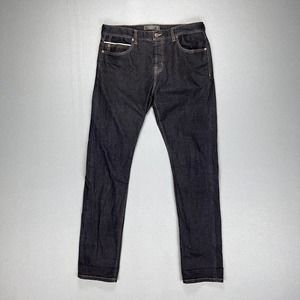 Selvedge denim Liverpool Los Angeles Jeans Mens 34x32 Button Fly Dark Wash Denim